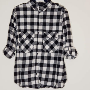 Anthro Sanctuary b&w buffalo check button down top